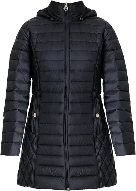 michael kors black fur coat|michael kors removable hood coats.